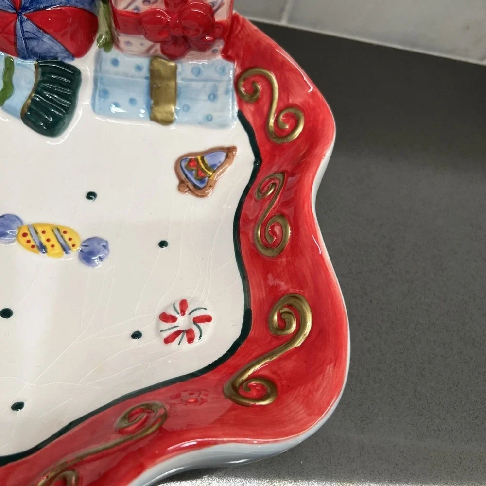 Noble Excellence Christmas Puppy Bowl Candy Dish Embossed 9x10 3D 2